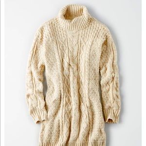 AE Turtleneck Cableknit Sweater Dress